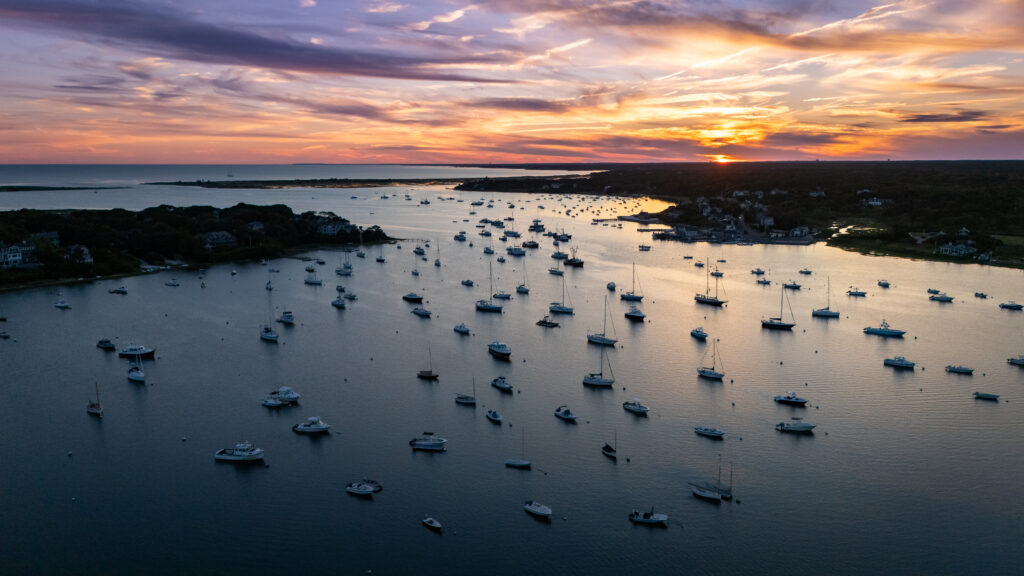 Stage Harbor Sunset with Sailboats